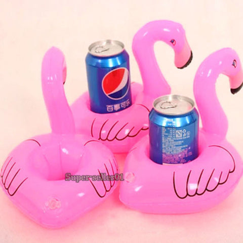 1Pcs hot Mini Cute fanny toys Red Flamingo Floating Inflatable Drink Can Holder Swimming Pool Bathing Beach Party Kids Bath Toy