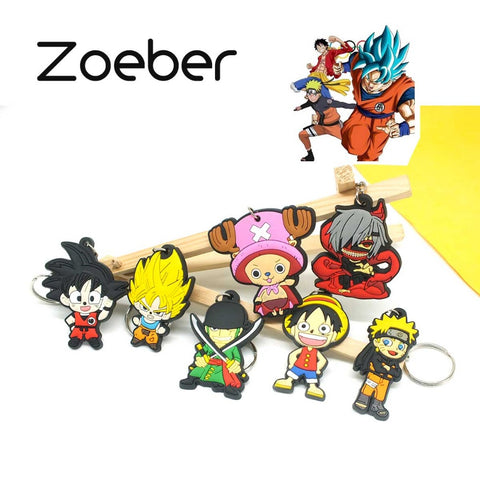 Zoeber NEW Dragon Ball Cartoon Key ring children Anime keychain Luffy naruto ONE PIECE joba Key chain Silicone keyring bag chain
