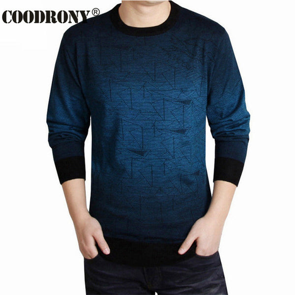 COODRONY Cashmere Sweater Men Brand Clothing Mens Sweaters Print Hang Pye Casual Shirt Wool Pullover Men Pull O-Neck Dress T 613