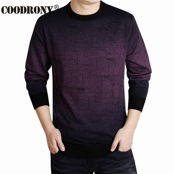 COODRONY Cashmere Sweater Men Brand Clothing Mens Sweaters Print Hang Pye Casual Shirt Wool Pullover Men Pull O-Neck Dress T 613