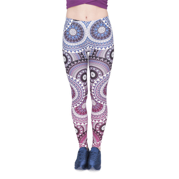 Zohra High Quality Women Legins Mandala Ombre Blue Printing Legging Fashion Casual High Waist Woman Leggings