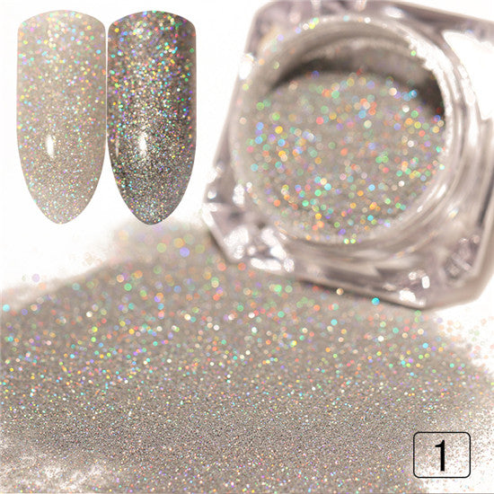 1 Box Starry Holographic Laser Nail Glitter Powder Ultra-thin Shining Pigment Dust Powder Manicure Nail Art Glitter 28 Colors