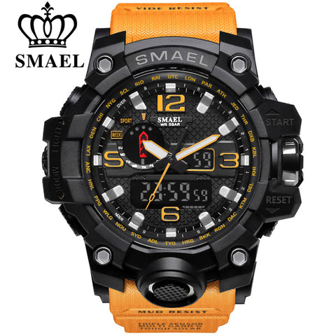 SMAEL Brand Men Sport Watch Dual Display Analog Digital LED Electronic Quartz-Watches Man Waterproof Swimming Wrist Watches Male