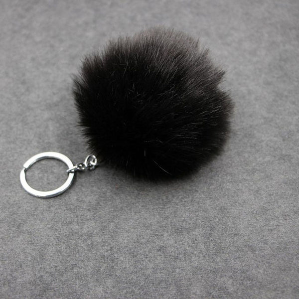 Lovely Trinkets Rabbit Ear Fur Ball Key Chain Rings Pendant Cute Pompom Artificial Bunny Fur Keychain Women Car Bag Key Ring