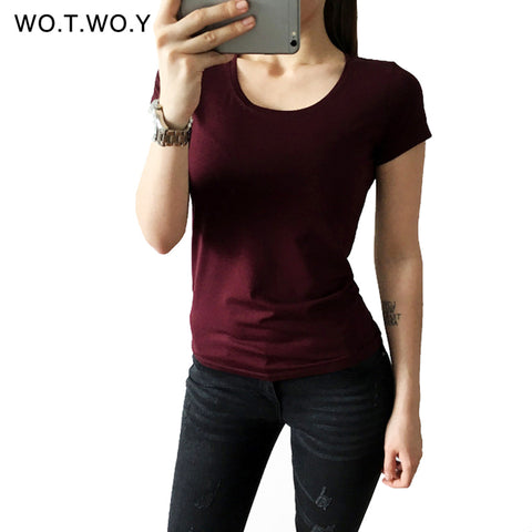 High Quality 21 Candy Color Cotton Basic T-shirt Women Casual O-neck Female T Shirt For Women Short Sleeve Female Tops 001