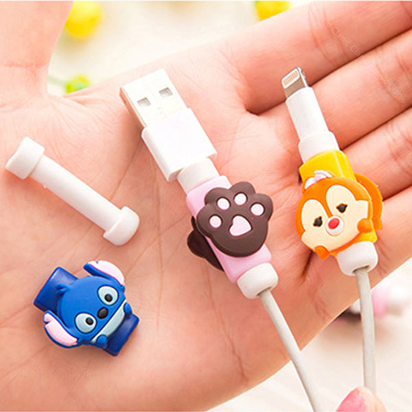 Cute Cartoon Cable Protector de cabo USB Cable Winder Cover Case For IPhone 5 5s 6 6s 7 7s plus cable Protect stitch devanadera