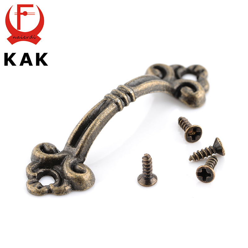 10pcs KAK Handles Knobs Pendants Flowers For Drawer Wooden Jewelry Box Furniture Hardware Bronze Tone Handle Cabinet Pulls