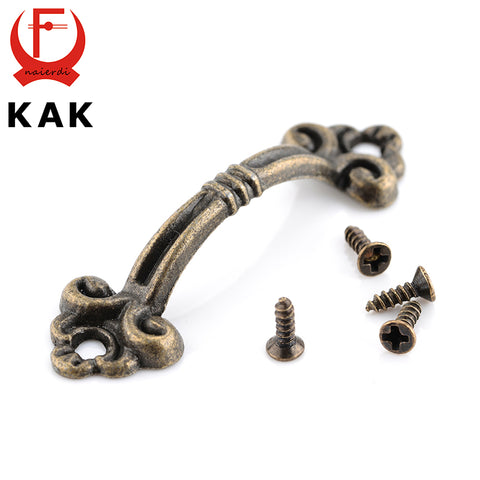 10pcs KAK Handles Knobs Pendants Flowers For Drawer Wooden Jewelry Box Furniture Hardware Bronze Tone Handle Cabinet Pulls