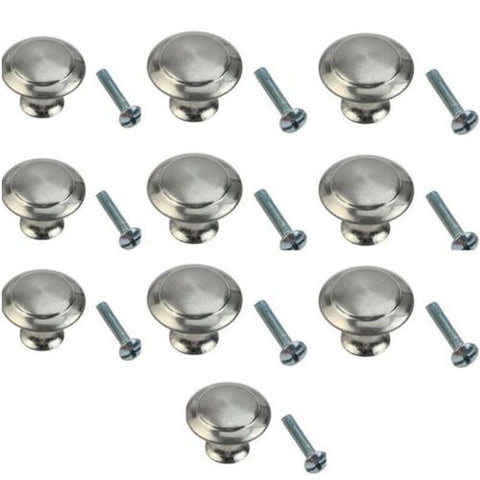 10pcs Round Stainless Steel Cabinet Knobs Easy Use Drawer Knobs Kitchen Cupboard Pull Handles Tool