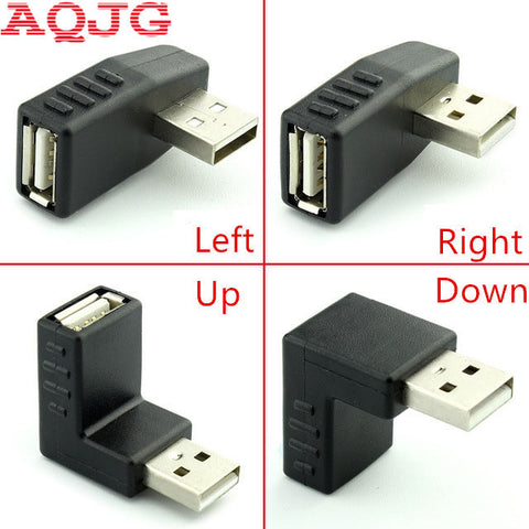 90 degree USB 2.0 A male to female Left and right angled adapter USB 2.0 AM/AF Connector for laptop PC Computer Black AQJG