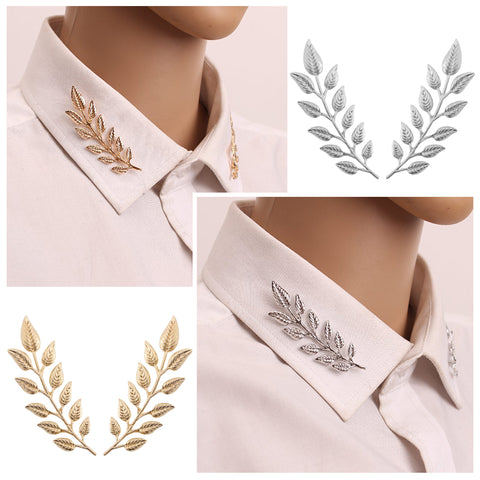 1 Pair Fashion Brooch Jewelry Exquisite Leaf Pins Brooches For Women Leaves Large Brooch Pins Gold Silver Plant Broche Collar