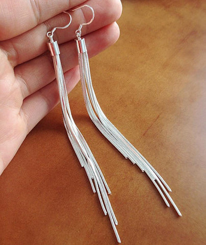 Vintage Long Earrings Silver color Tassel Earrings High Quality Earrings Fashion Jewelry for Women Best Gift 2017