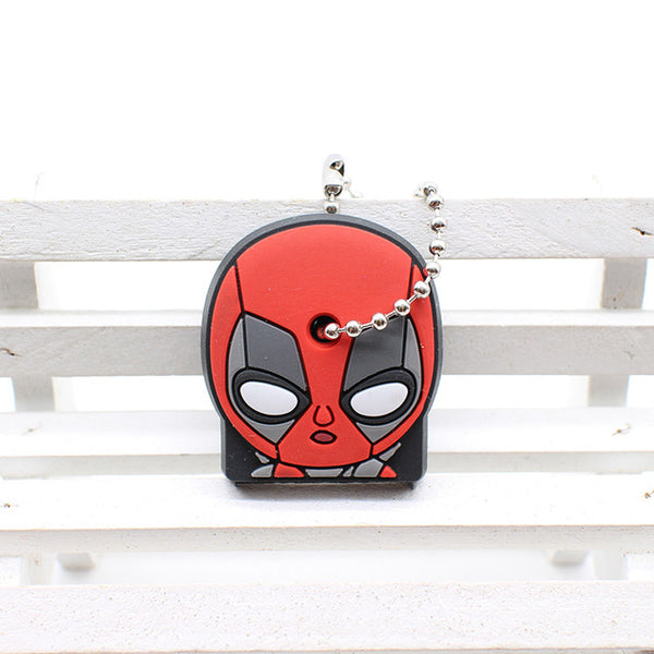cute super hero Silicone Cartoon Key Cover batman spiderman Keychain face mario Pendant captain Key Chain porte clef for women