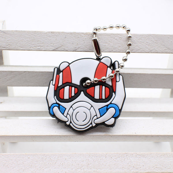 cute super hero Silicone Cartoon Key Cover batman spiderman Keychain face mario Pendant captain Key Chain porte clef for women