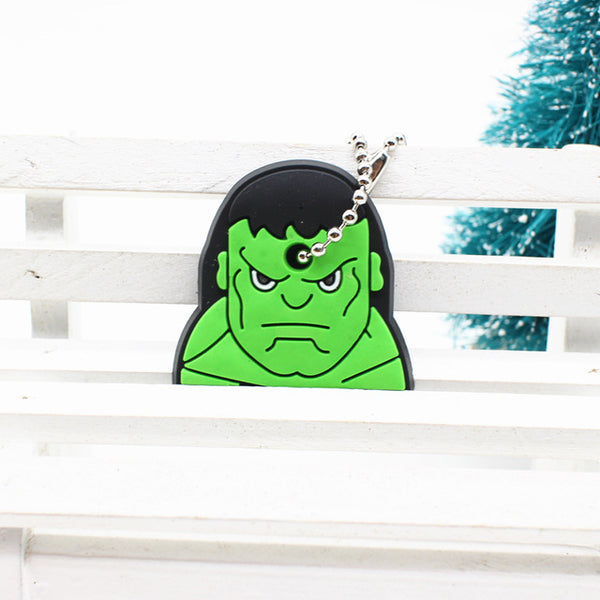 cute super hero Silicone Cartoon Key Cover batman spiderman Keychain face mario Pendant captain Key Chain porte clef for women