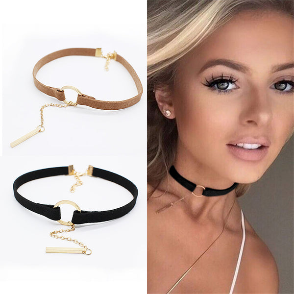 New Simple copper Small Circle Velvet Chokers Necklace Bohemia Collar Rope Chain Necklaces & Pendants gargantilha choker couro
