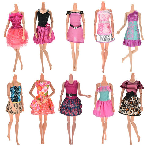 Hot Sell 10 Pcs Mix Sorts Fantasy Handmade Party Clothes Fashion Dress For Barbie Doll