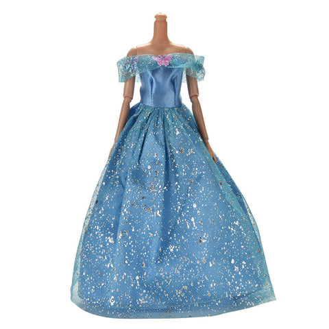2016 New Fashion Clothing Gown For Barbie Doll Blue Color Handmake wedding Dress For Doll Accessories