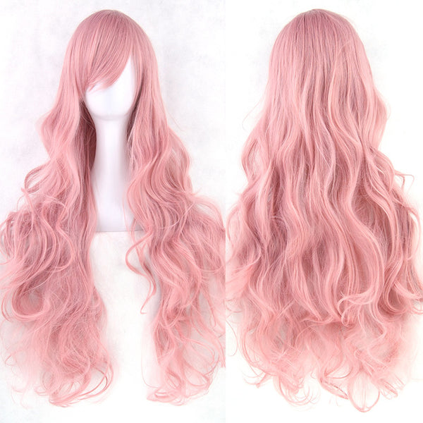 Soowee 20 Colors Wavy Long Wig Hairpiece High Temperature Fiber Synthetic Hair Pink Black Women Party Hair Cosplay Wigs