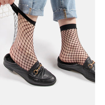 SP&CITY 2017 Popular Chic Thin Fishnet Sock Women Punk Cool Female Mesh Short Socks Females Fashion Hollow Out low Socks