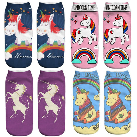 emoji unicorn funny socks Hot Sale 3d Printed womens socks low cut ankle short spaort socks