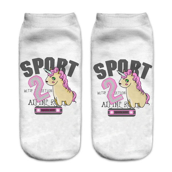 emoji unicorn funny socks Hot Sale 3d Printed womens socks low cut ankle short spaort socks
