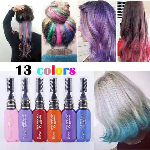 13 Colors One-time Hair Color Hair Dye Temporary Non-toxic DIY Hair Color Mascara Dye Cream Blue Grey Purple