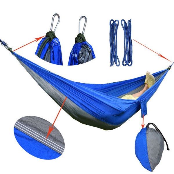Assorted Color Hanging Sleeping Bed Parachute Nylon Fabric Outdoor Camping Hammocks Double Person Portable Hammock Swing Bed