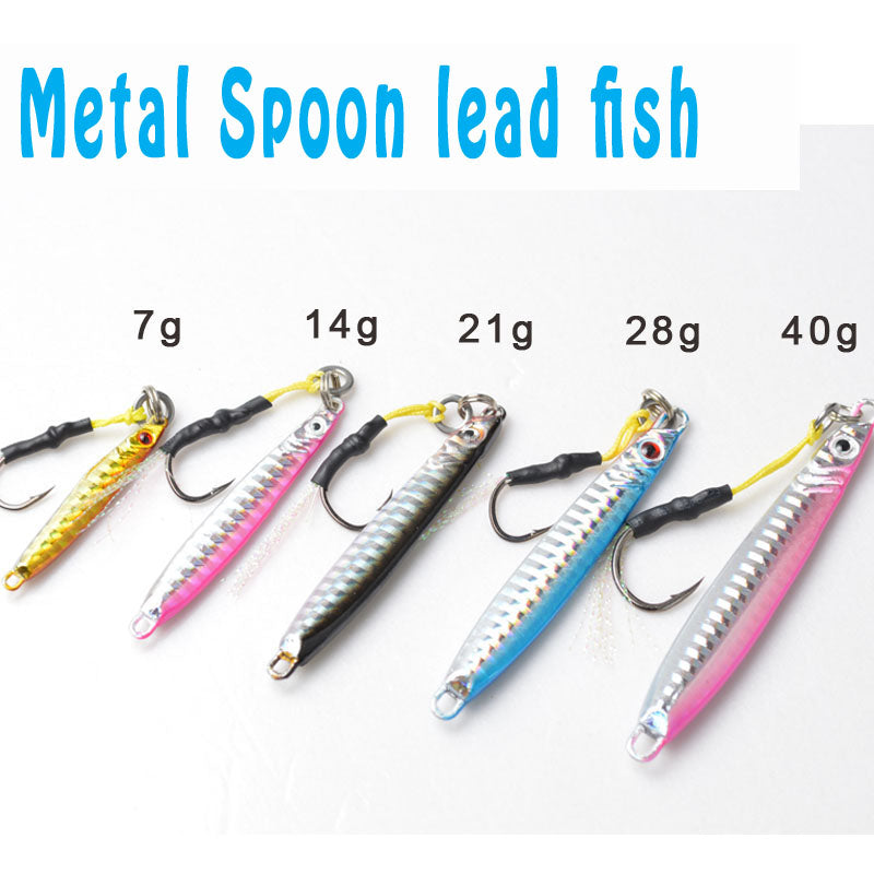 TOMA 5 Pieces Brand Jig 4 colors Jigging Metal Spoon lure High Quality VIB artificial bait BKK hook boat fishing lures lead fish