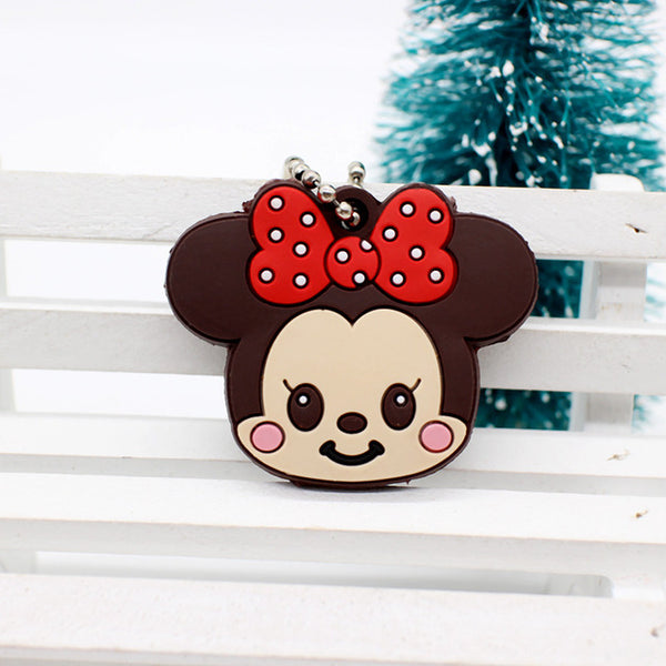 Cartoon Anime Minion Cute Owl Key Cover mickey stitch Bear Keychain Silicone Hello Kitty porte clef cat cap minne key protection