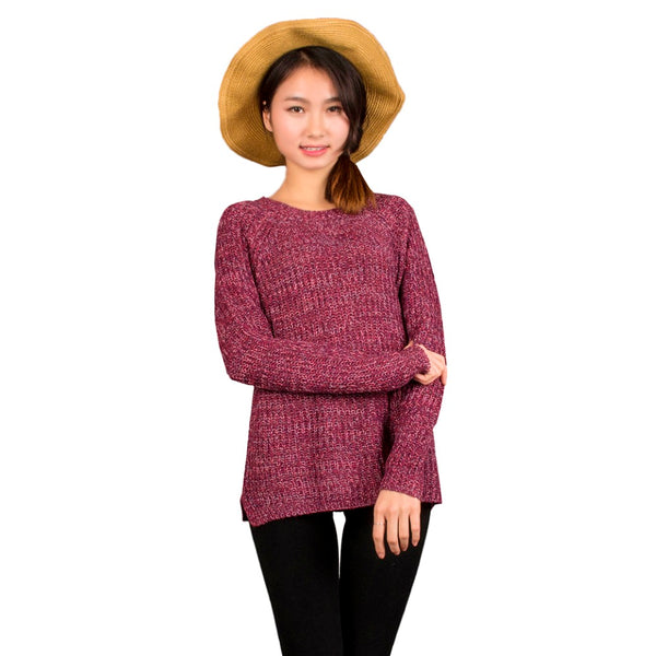 Spring Autumn Mixed Color Wool Plus Size Women's dress Comfort Knitted Pullover Sweater Fashion O-Neck Long Sleeve Jumper Top