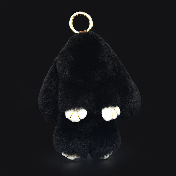 Cute Mini Natural Rabbit Fur Pom Pom Key Chain Women Trinket Bunny Toy Doll Bag Car Key Ring Monster Keychain Party Jewelry Gift