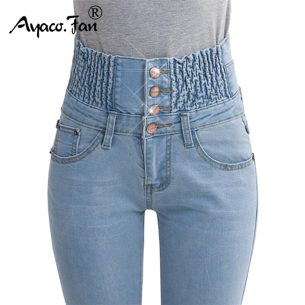 2017 Jeans Womens High Waist Elastic Skinny Denim Long Pencil Pants Plus Size 40 Woman Jeans Camisa Feminina Lady Fat Trousers