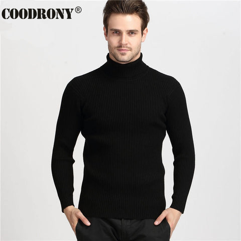 COODRONY Winter Thick Warm 100% Cashmere Sweater Men Turtleneck Brand Mens Sweaters Slim Fit Pullover Men Knitwear Double collar