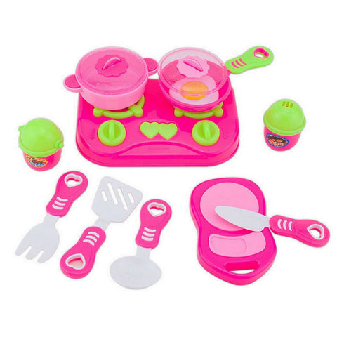 11Pcs Pink Kids House children Kitchen Toys For Girls Cooking Food Dishes Cookware Pretend & Play Kitchen Playset toys
