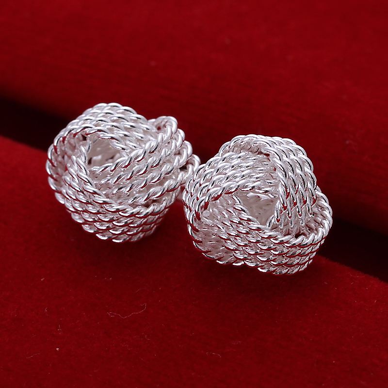 Free Shipping Wholesale summer style silver plated earrings for women Tennis net web stud earing cuff   Fashion jewelry