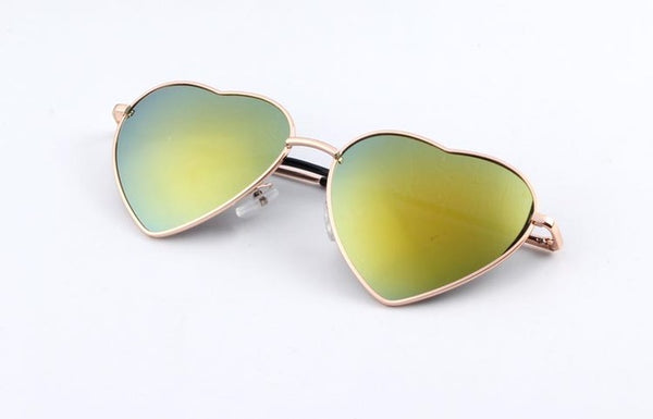 KEHU Heart Shaped Sunglasses WOMEN metal Reflective LENES Fashion sun GLASSES MEN Mirror oculos de sol NEW k9073