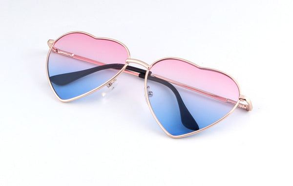 KEHU Heart Shaped Sunglasses WOMEN metal Reflective LENES Fashion sun GLASSES MEN Mirror oculos de sol NEW k9073