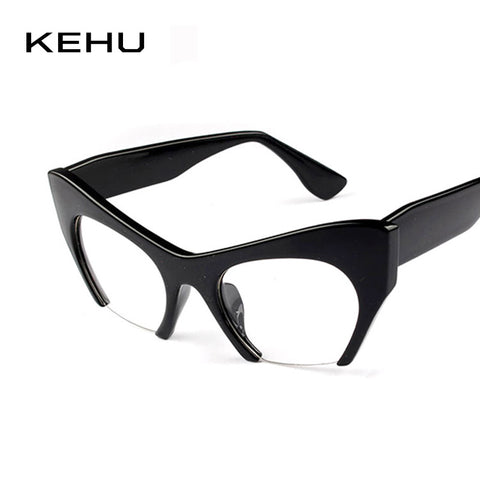 KEHU New Women Semi-Rimless Goggles Anti Fatigue Radiation resistant Cat Eye Glasses Frame Eyeglasses vintage