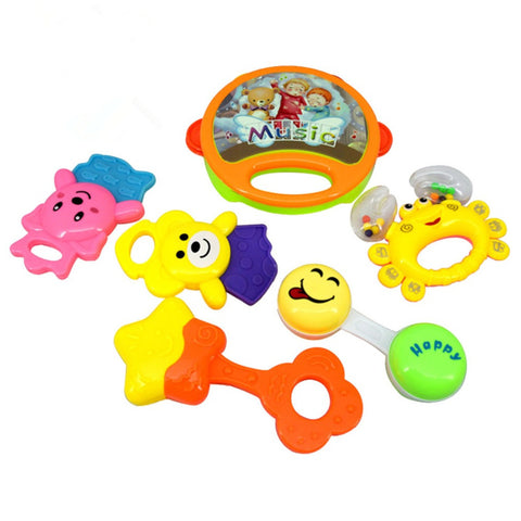 6pcs/set Kids Funny Bed Toys Baby Rattles Plastic Hand Shake Bell Ring Children Early Learning Educational Toys