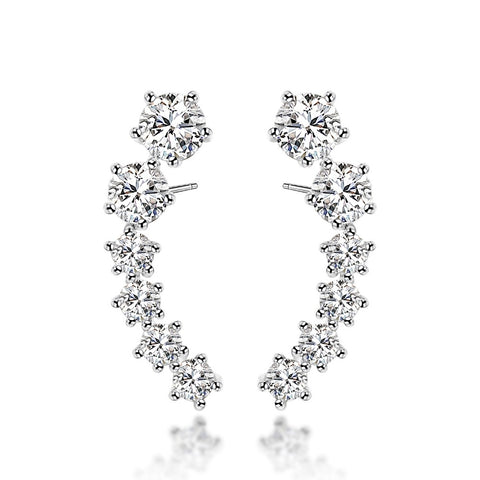 Pure Solid 925 Sterling Silver Stud Earrings for Women Fine Jewelry luxury Ear Cuff Cubic Zircon factory oem star wedding gift