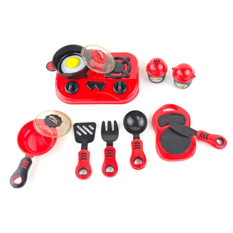 11Pcs / set Kids toys House Kitchen Toys Cooking Food Dishes Cookware Pretend & Play Kitchen Playset