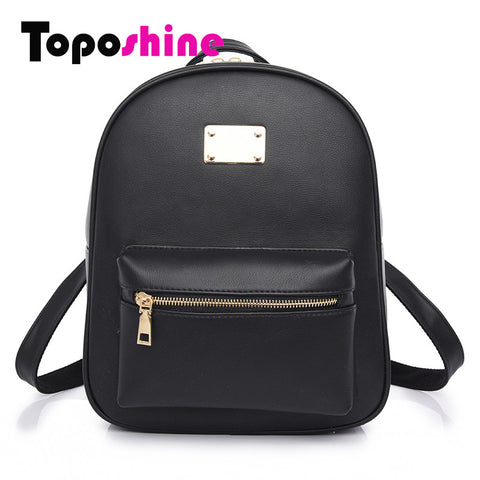 Toposhine Fashion Women Backpack For Girls 2016 Backpacks Black Backpacks Female Fashion Girls Bags Ladies Black Backpack 1538