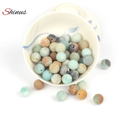 Shinus Beads Jewelry Making Necklace Bracelet Strand Matte Mala Beaded Natural Amazonite Stone Loose Spacer Diy Men Religious