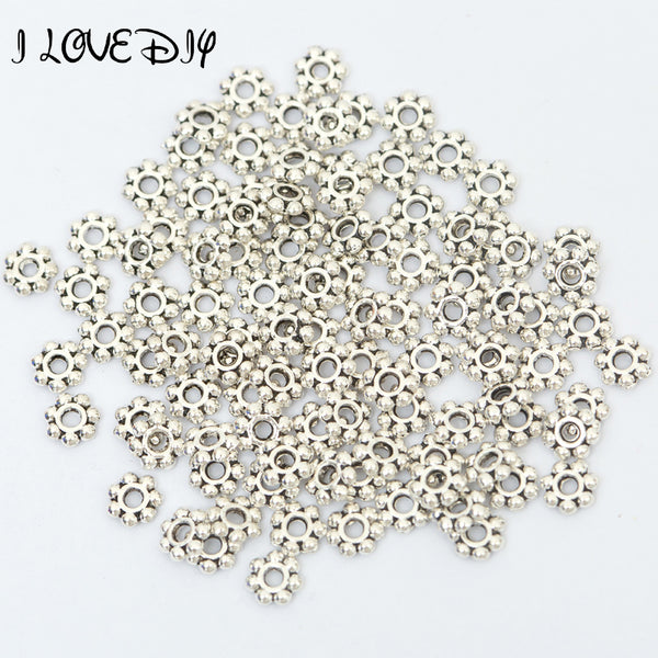 Wholesale 100pcs 6mm Spacers Daisy Flower Metal Gold/bronze Tibetan Silver Spacer Beads for Jewelry Making