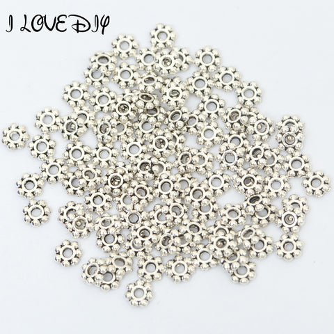 Wholesale 100pcs 6mm Spacers Daisy Flower Metal Gold/bronze Tibetan Silver Spacer Beads for Jewelry Making