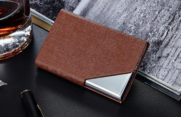 Itopkris Business ID Credit Card Holder For Women Men Fashion Brand Metal Aluminum Card Case PU Leather Rfid Wallet Porte Carte