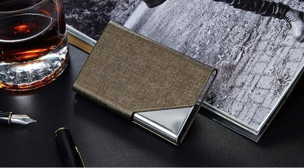 Itopkris Business ID Credit Card Holder For Women Men Fashion Brand Metal Aluminum Card Case PU Leather Rfid Wallet Porte Carte