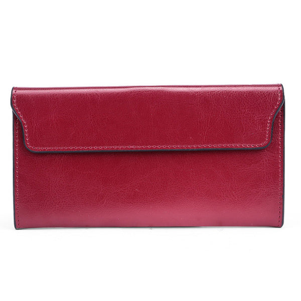 ESUFEIR 2017 Genuine Leather Women Wallet Long Purse Vintage Solid Cowhide multiple Cards Holder Clutch Fashion Standard Wallet