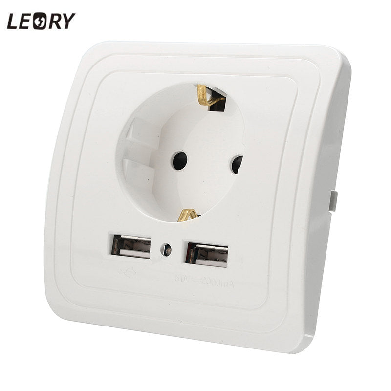 Best Dual USB Port 2A Wall Charger Adapter EU Plug Socket Power Outlet Panel